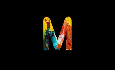M alphabet, colorful and amoled, minimal art
