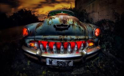 Wreck, classic car, glow