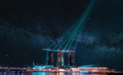 Marina bay, Singapore, city, night