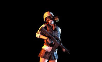 PUBG, mask girl with gun, video game