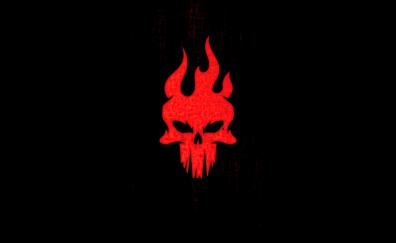 Red Skull, minimal, light logo