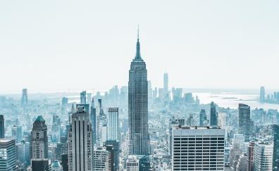 New York, city, aerial view, Empire State Building, architecture