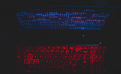 Codes, glow, laptop, dark