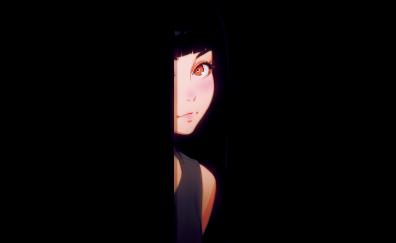 Anime girl, original, dark, minimal
