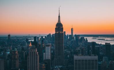 Empire State Building, buildings, sunset, new york city