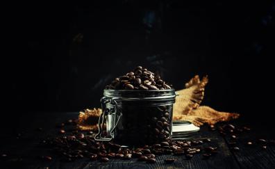 Coffee beans, glass jar