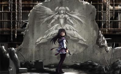 Fighter, anime girl, homura akemi