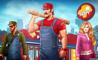 Grand Theft Mario: Mushroom Patty, artwork