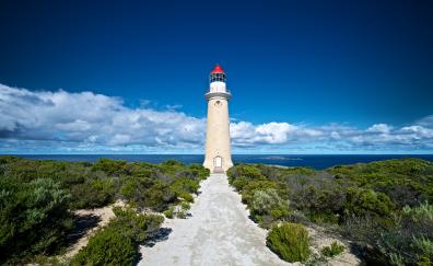 Lighthouse, kangaroo island, coast, blue sky, landscape, sunny day
