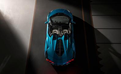 Blue car, top-view, Lamborghini Sián