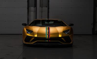Lamborghini Aventador, golden, sports car