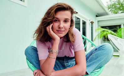 Millie Bobby Brown, smile, actress, 2020