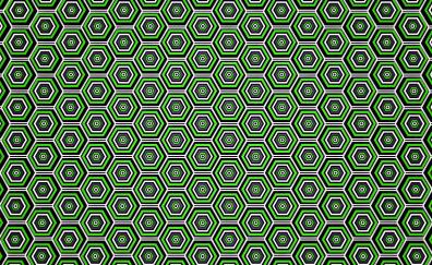 Green grid, texture, hexagons, pattern