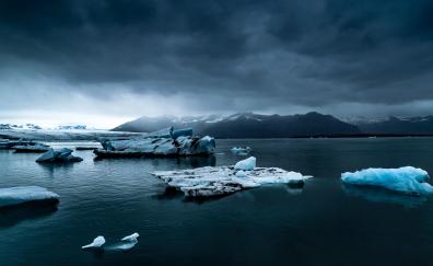 Iceland, sea, glacier, snow