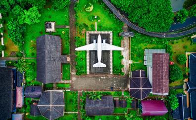 Aircraft, aerial view, house