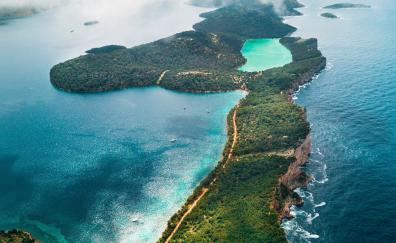 Aerial view, coast, tropical island, nature