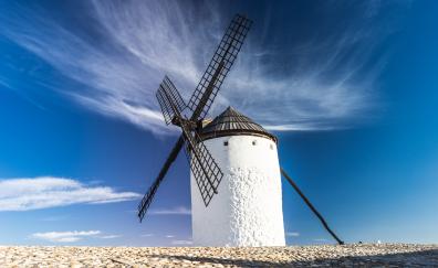 Windmill, sunny day, blue sky, architecture