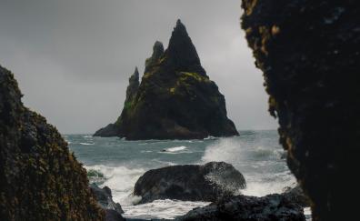 Coastal, cliff, green, Iceland, nature