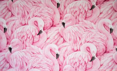 Pink flamingos, bird artwork
