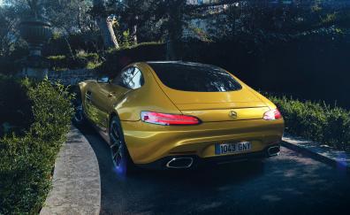 Mercedes-AMG GT, rear view, yellow