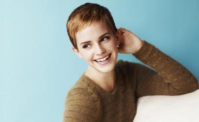 Emma Watson, short hair, smiling