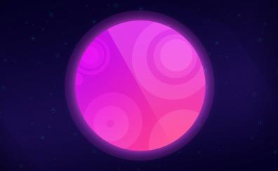 Moon, neon, pink planet, abstract, space