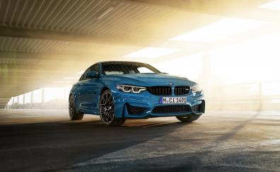 BMW M4 Coupe Heritage Edition, blue car, 2019