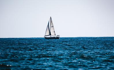 Week-end out, sailboat, blue sea, summer