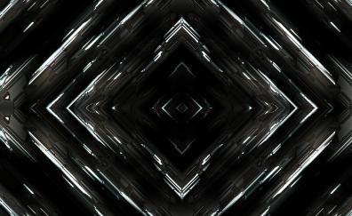 Squares, dark fractal, abstract, glowing lines