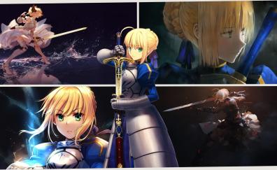 Collage, saber Alter, angry, anime girl, fate/stay night