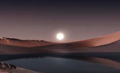 Windows 11, stock, lake, sunset,  landscape, desert, Microsoft stock