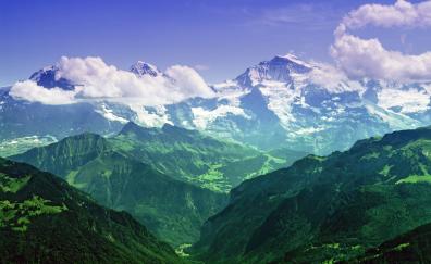 Jungfrau, alps of Switzerland, green and beautiful