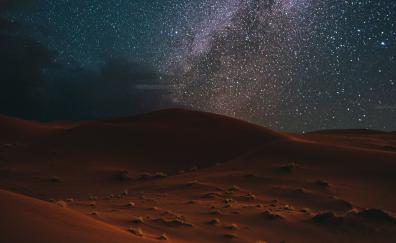 Desert, night, milky way, starry sky