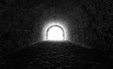 Black and white, tunnel, dark, architecture
