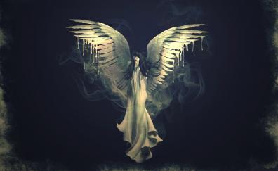 Fantasy, angel, white wings, flight, art