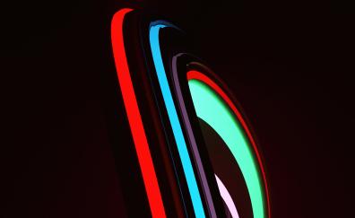 Neon shape, stirpes and lines curvy and colorful, abstract