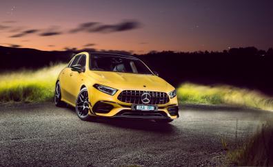 Mercedes-AMG A 45 4MATIC+, yellow car, 2020