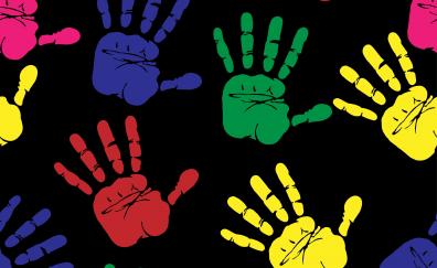 Hands, print, colorful, abstract