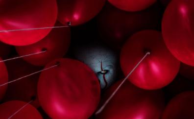 Red balloons, clown, joker, horror, movie, IT chapter 2 movie