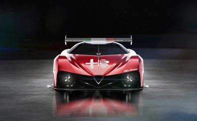 Alfa Romeo, concept supercar, red, front-view, 2021