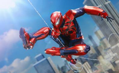 Spider-man, PS4, Aaron Aikman armor, swing, video game