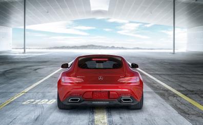 Car, rear-view, Mercedes-AMG GT, red