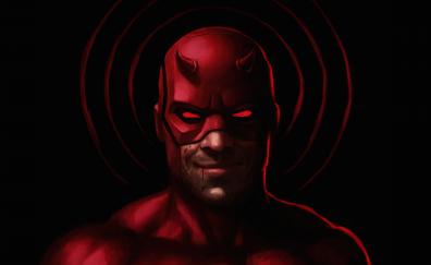 Daredevil, comic hero portrait, devil smile