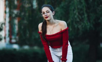 Woman with glasses, pretty, smile, beautiful