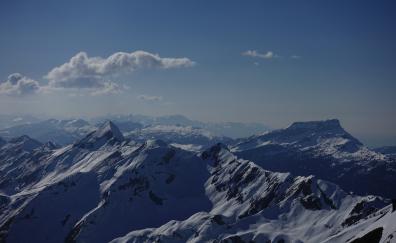 Snowy Mountains range, clean skyline, winter, sky