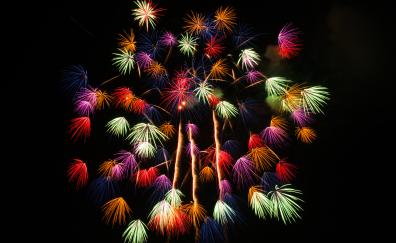 Fireworks, sparks, celebration, colorful sky