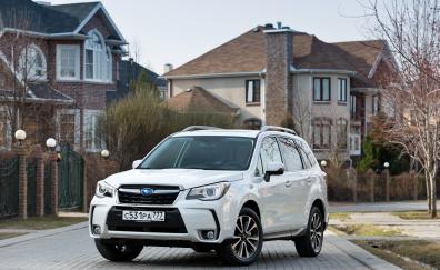 2018 Subaru Forester, Compact SUV, white car, front