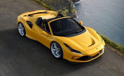 Off-road, yellow car, 2019 Ferrari F8 Spider