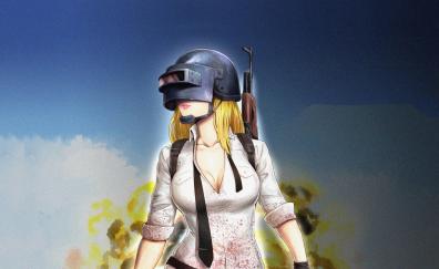 PUBG, video game, helmet girl, fan art