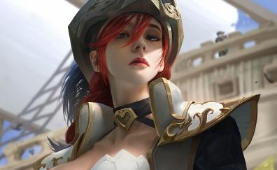 Miss Fortune, red head, online game, League of Legends, art